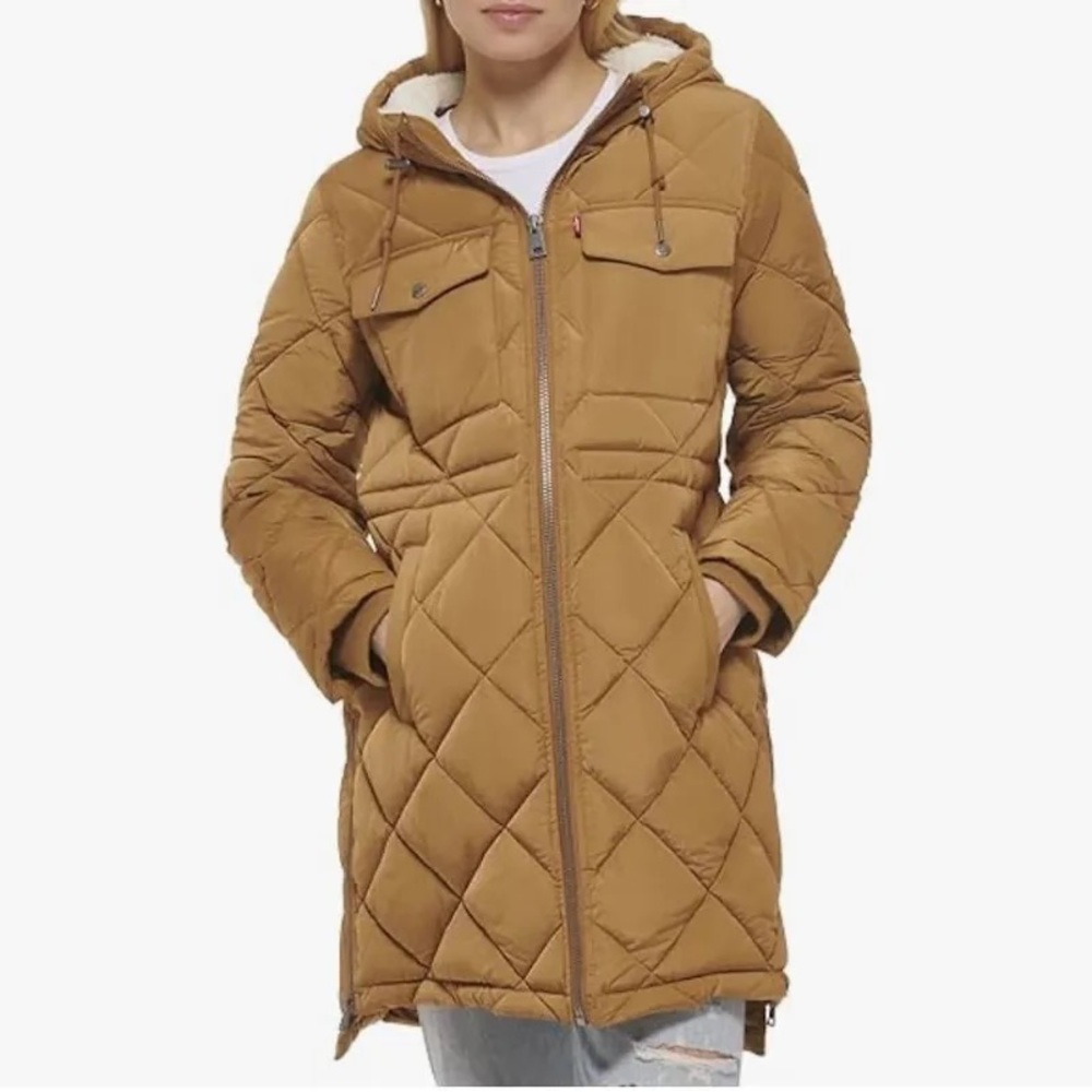 Levi’s Sherpa lined long quilted puffer coat